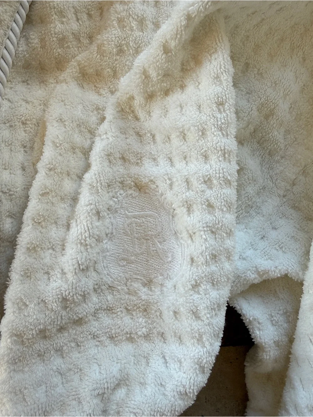 St. Regis Waffle Knit White Spa Robe with Tie Belt